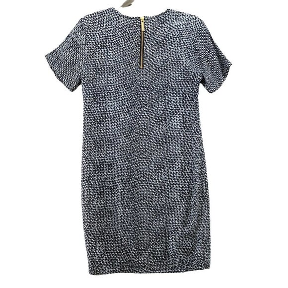 Michael Kors Short Sleeve Shift Dress XS Blue Printed Crewneck Knee Length - Picture 2 of 10